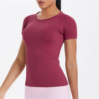 Women Short Sleeve round Neck Exercise T shirt Running Fitness Top Skin Friendly Slim Breathable Yoga Short Sleeve